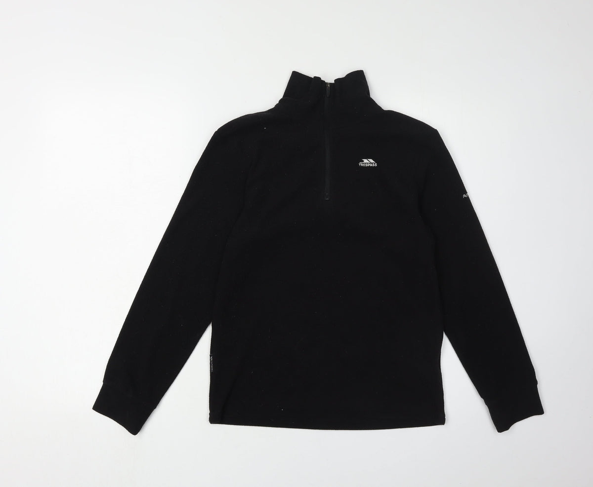 Additional front view of Trespass boys’ black 1/2 zip fleece sweatshirt 11 years