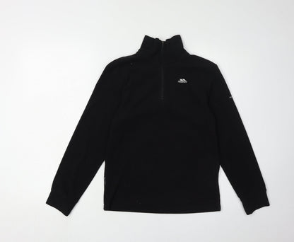 Additional front view of Trespass boys’ black 1/2 zip fleece sweatshirt 11 years