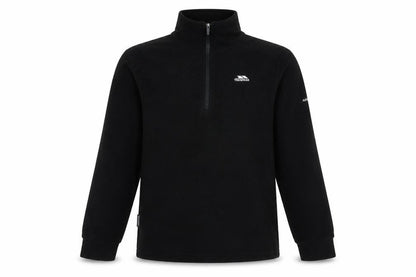 Front view of Trespass boys’ black 1/2 zip fleece sweatshirt 11 years