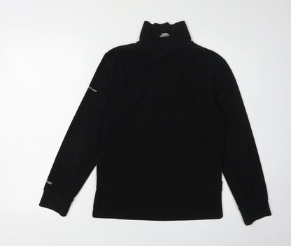 Back view of Trespass boys’ black 1/2 zip fleece sweatshirt 11 years