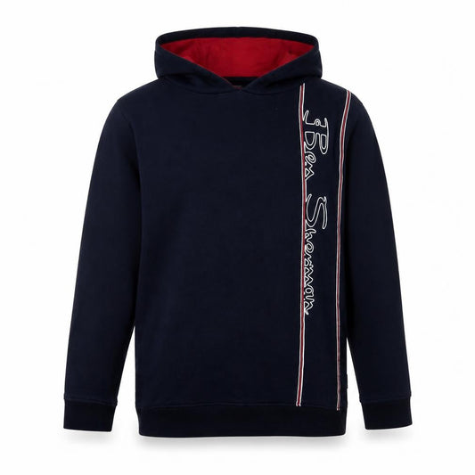 Front view of Ben Sherman boys’ blue pullover hoodie with logo, age 12-13