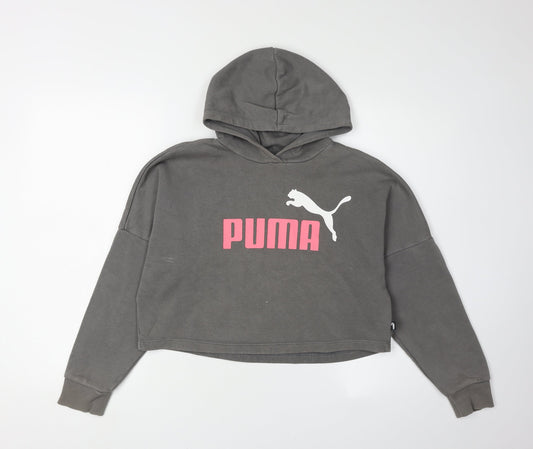 Puma Girls Grey Logo Hoodie, Size 11-12 Yrs, Casual Style