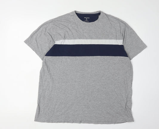 James Pringle Men's Grey Colourblock T-Shirt, Size L