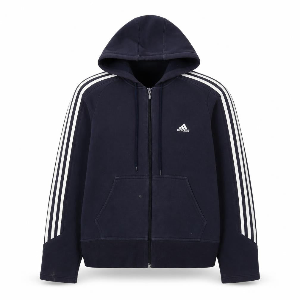 Adidas Blue Unisex Hoodie, Zip, Size 12, Casual Sportswear