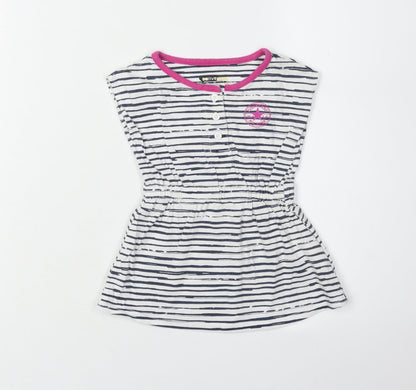 Additional front view of Converse girls’ white striped t-shirt dress 18 months