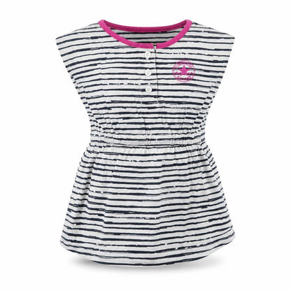 Front view of Converse girls’ white striped t-shirt dress 18 months