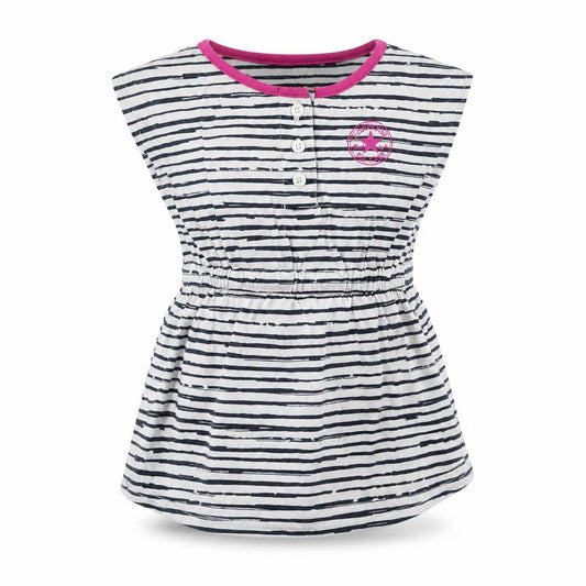 Front view of Converse girls’ white striped t-shirt dress 18 months