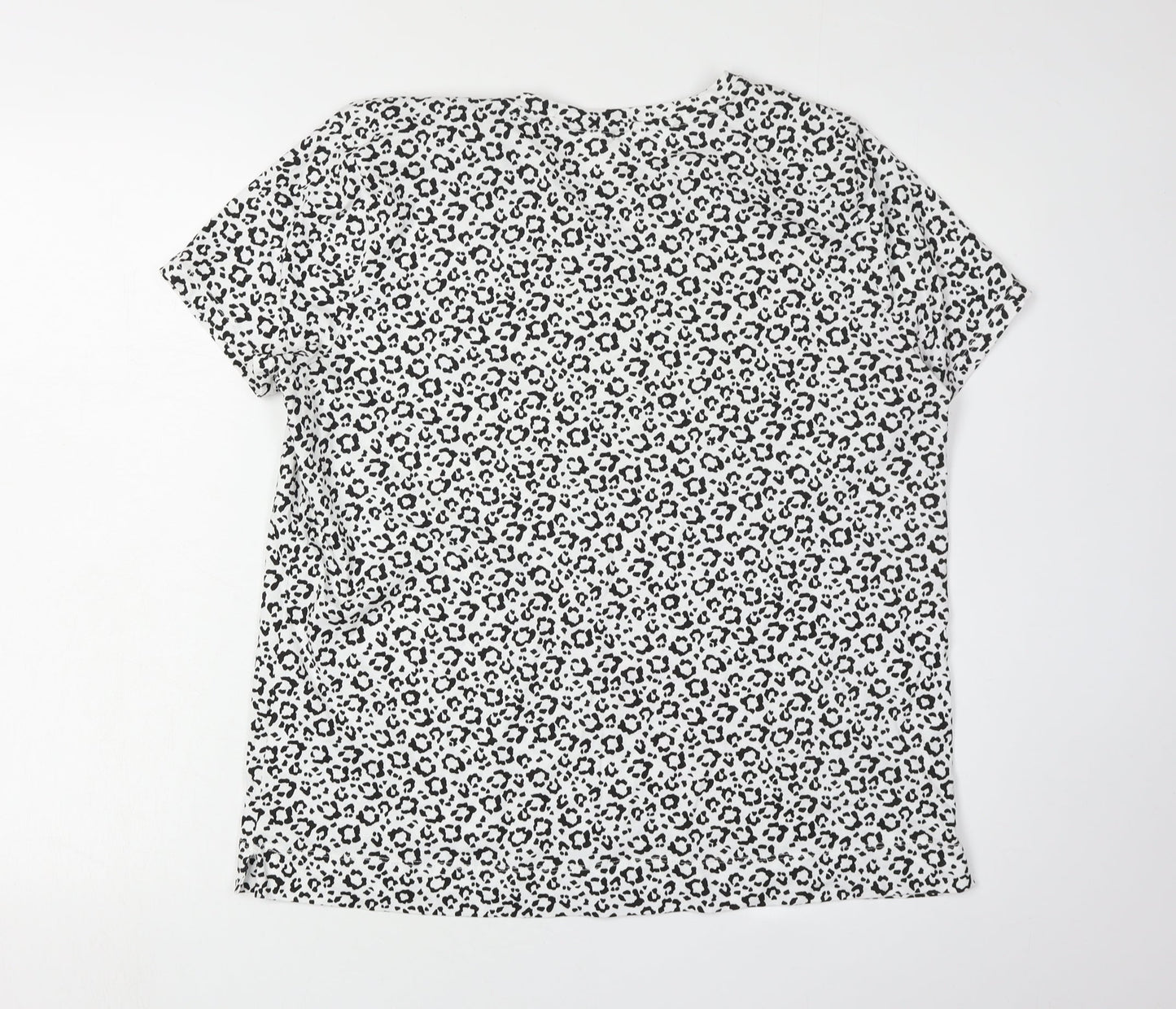Hobbs Women's Black & White Animal Print T-Shirt - Size L
