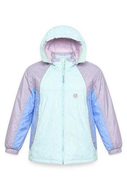 Front view of Active Club girls’ multicoloured puffer jacket, size 11