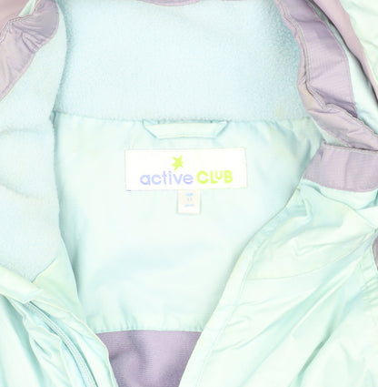 Close-up detail of Active Club girls’ multicoloured puffer jacket, size 11