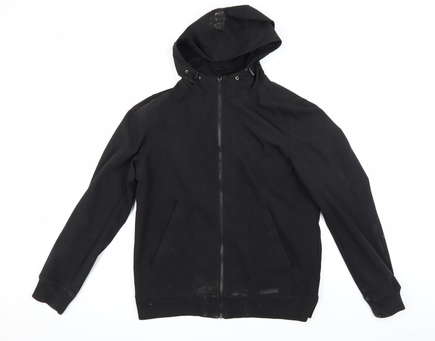 Fabric Men's Black Hooded Jacket M - Autumn Casual Essential