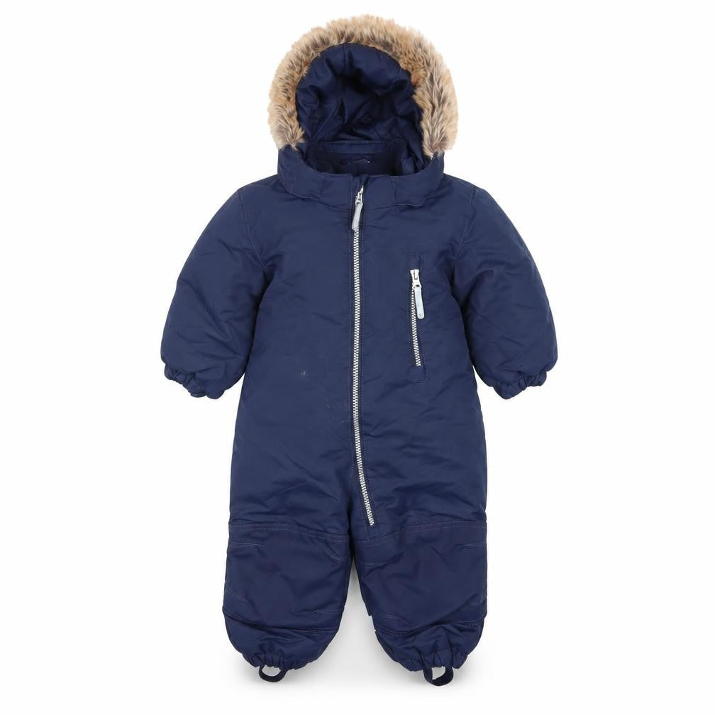 H&M Blue Unisex Baby Snowsuit 6-9 Months Hooded Winter