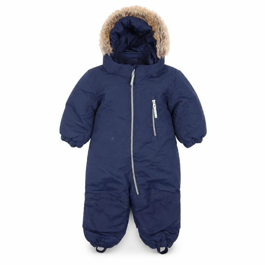 H&M Blue Unisex Baby Snowsuit 6-9 Months Hooded Winter