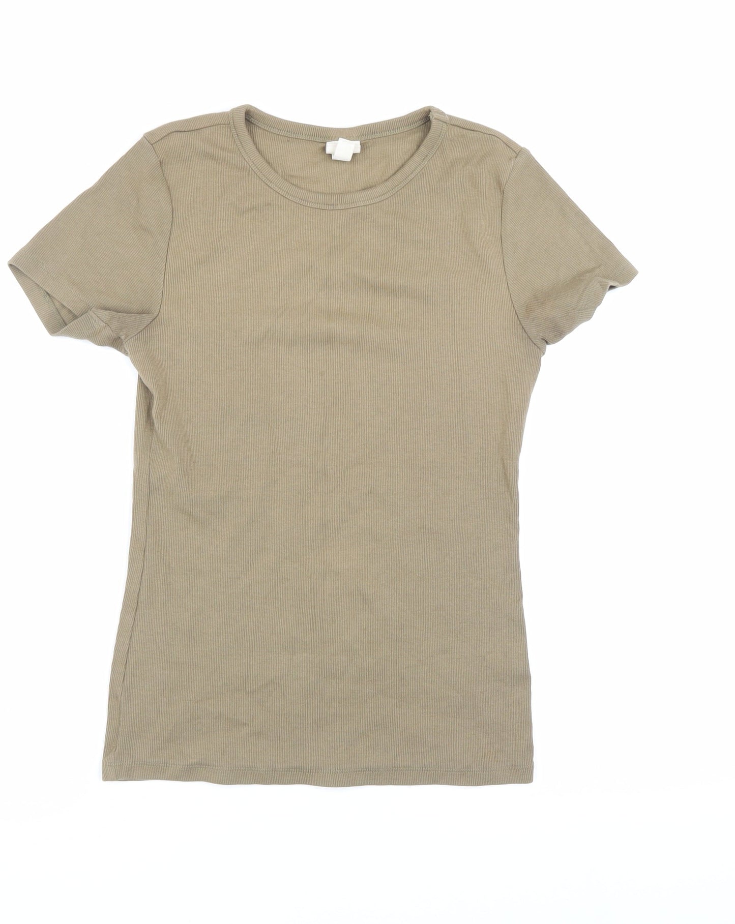 Women's Beige Basic Crew Neck T-Shirt