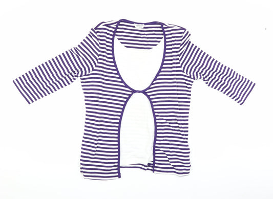 Women's Purple Striped 3/4 Sleeve Cardigan - Special Collection