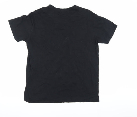 SHØK Black Floral Print Men's T-Shirt L
