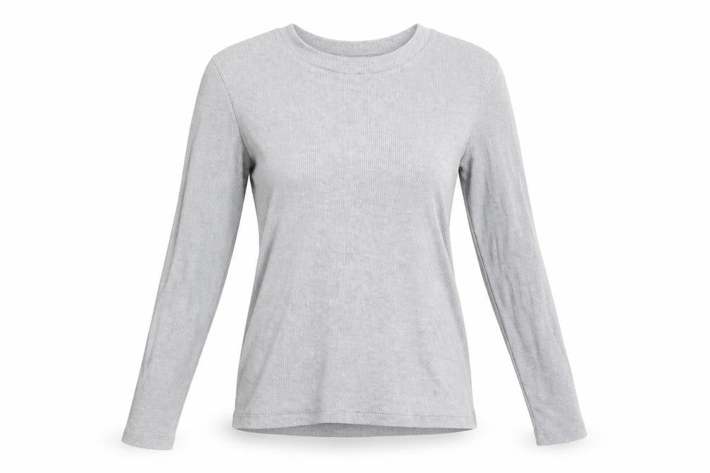 H&M Women Grey XS Long Sleeve Basic T-Shirt