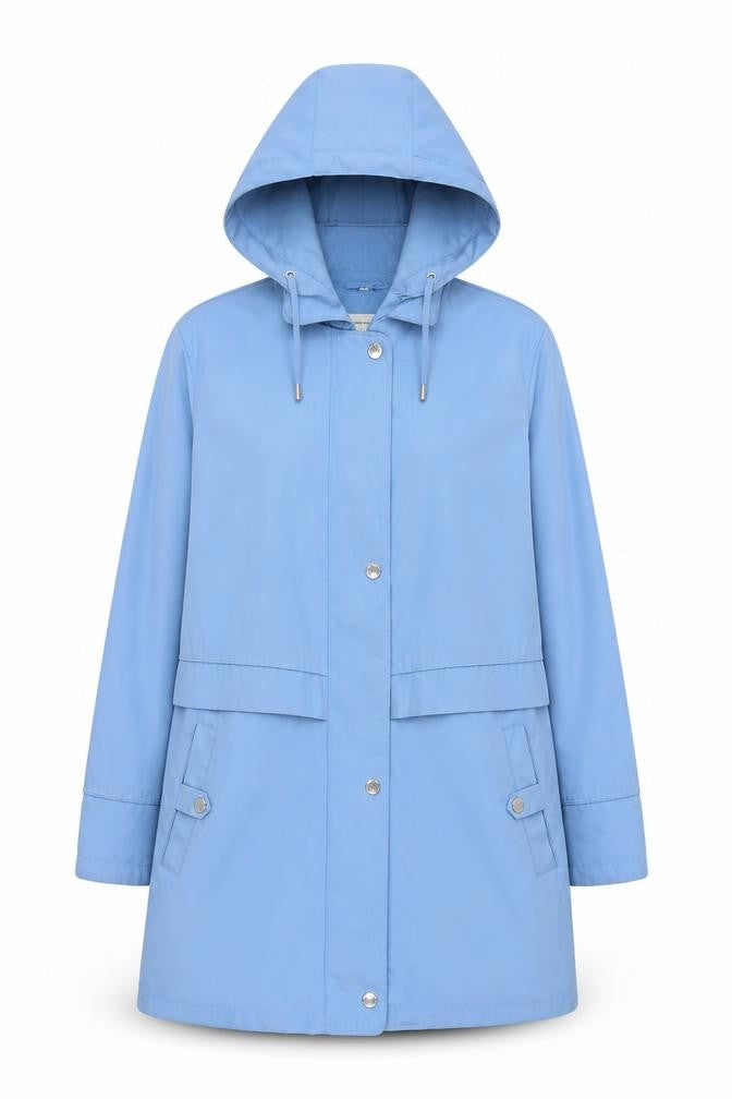 Dannimac Women's Blue Parka Jacket, Mid-Length, M, Hooded