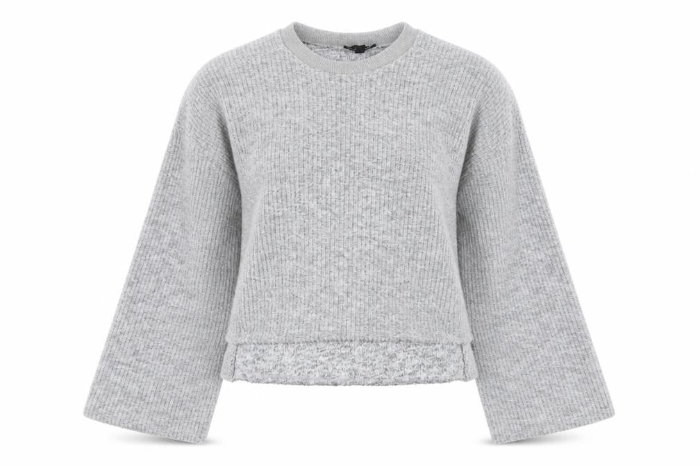 Topshop Women's Grey Waffle-Knit Long Sleeve Jumper Size 8
