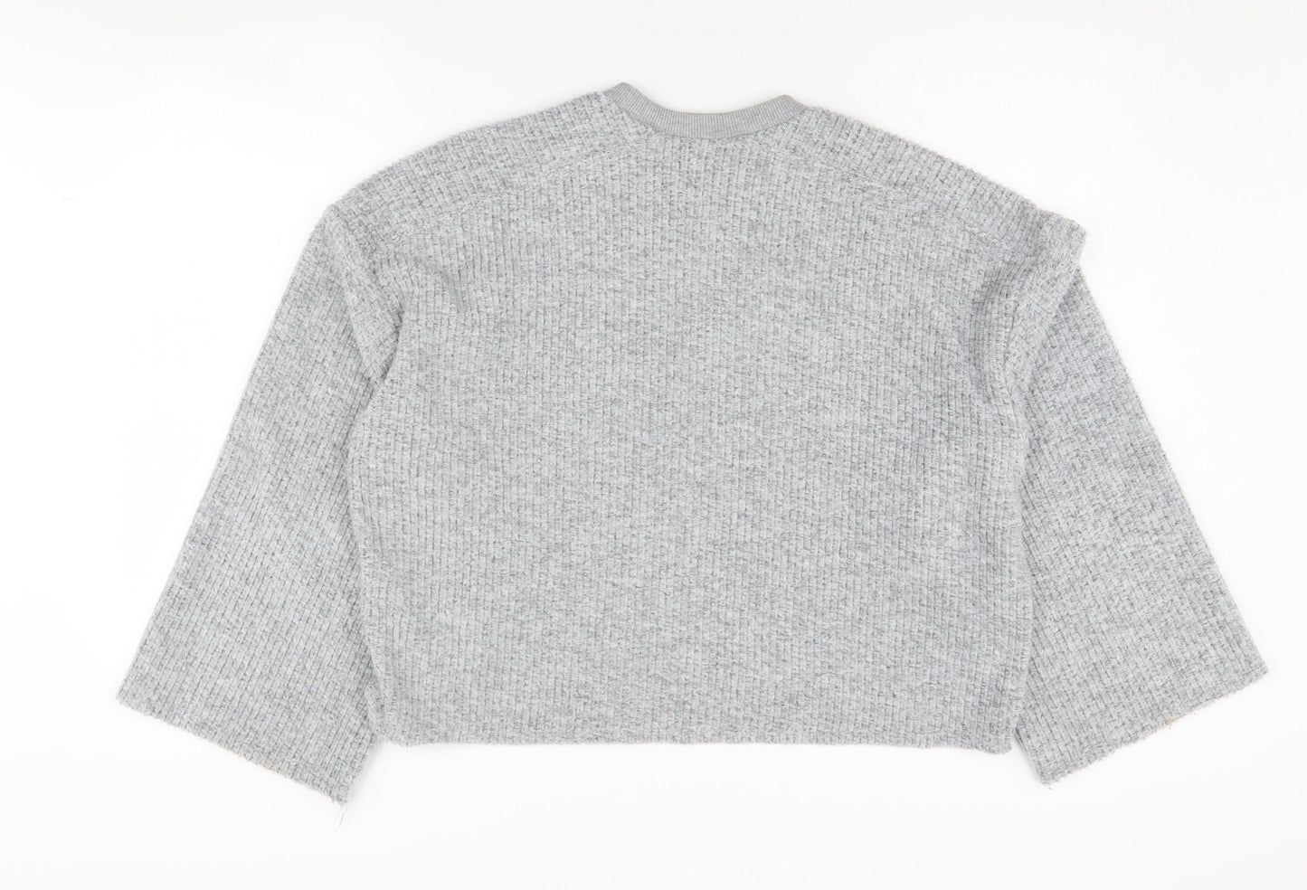 Topshop Women's Grey Waffle-Knit Long Sleeve Jumper Size 8