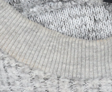 Topshop Women's Grey Waffle-Knit Long Sleeve Jumper Size 8