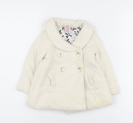 Tahari Unisex Baby Coat Ivory 12-18 Months Double-Breasted