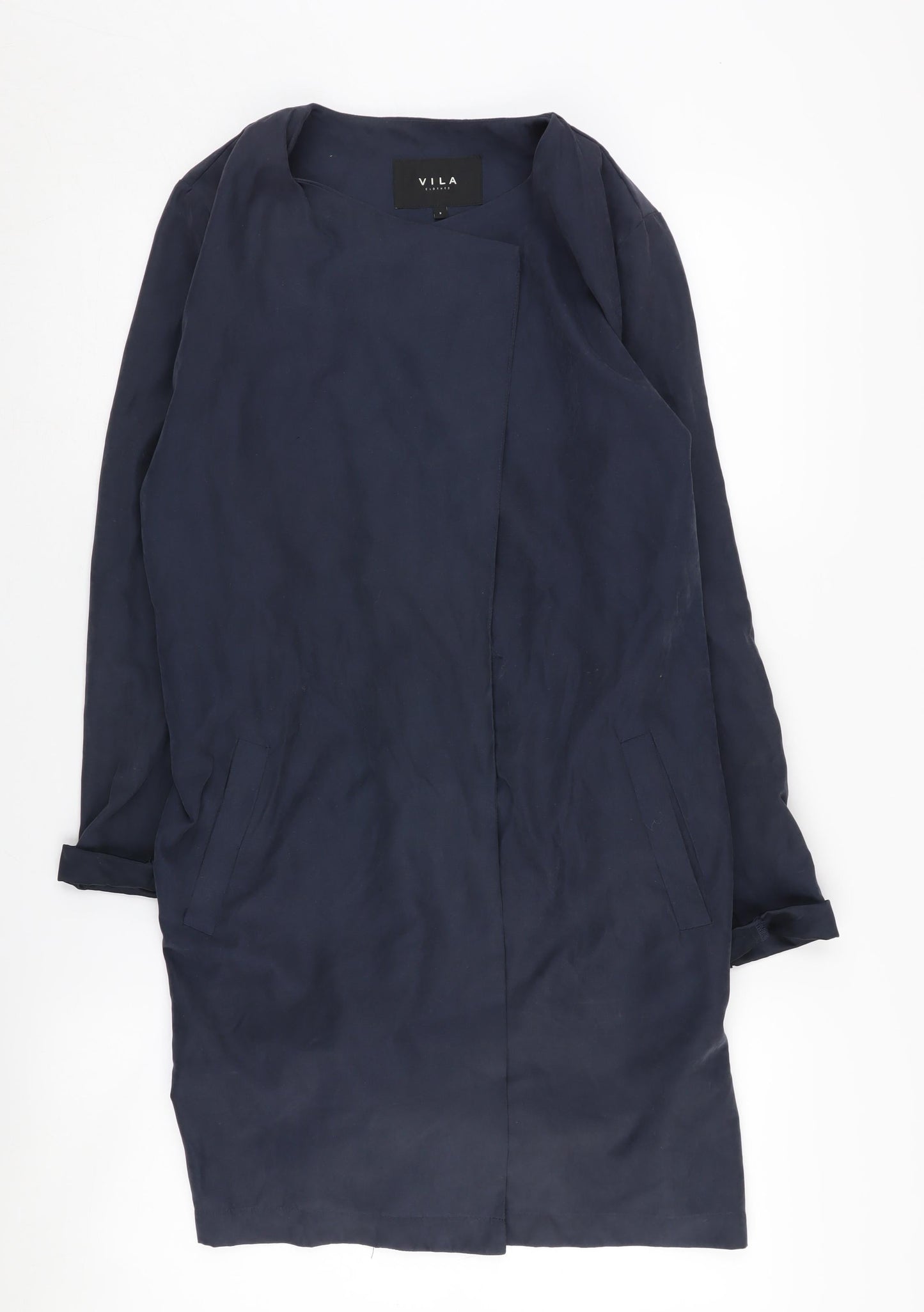 Vila Women's Blue Belted Trench Coat Size S