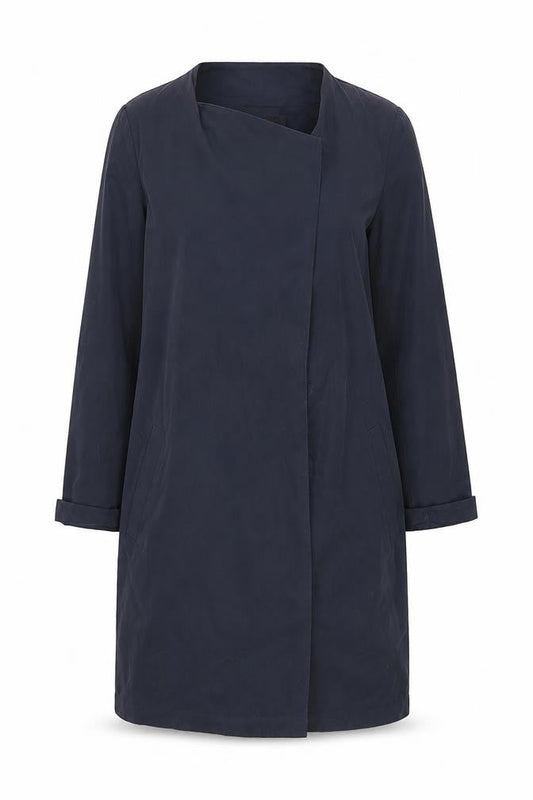 VILA Women's Blue Belted Trench Coat Size S