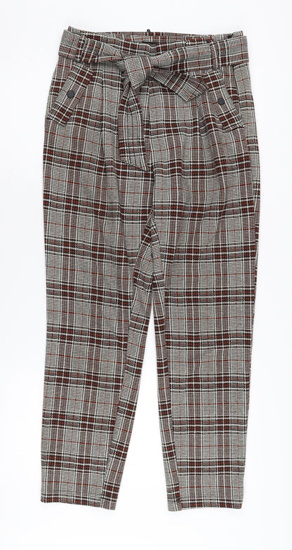 Next Women's Paperbag Trousers - Multicoloured Check Size 8