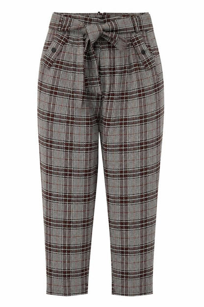 Next Women's Paperbag Trousers - Multicoloured Check Size 8
