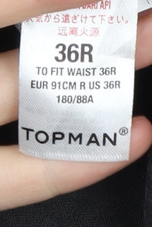 Topman Men's Blue Regular Fit Trousers, Size 36R