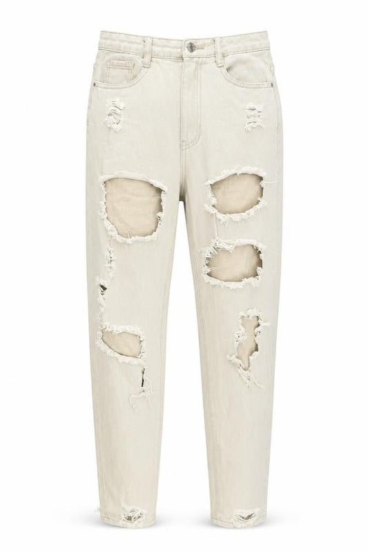 Riot Women's Beige High-Rise Mom Jeans, Size M