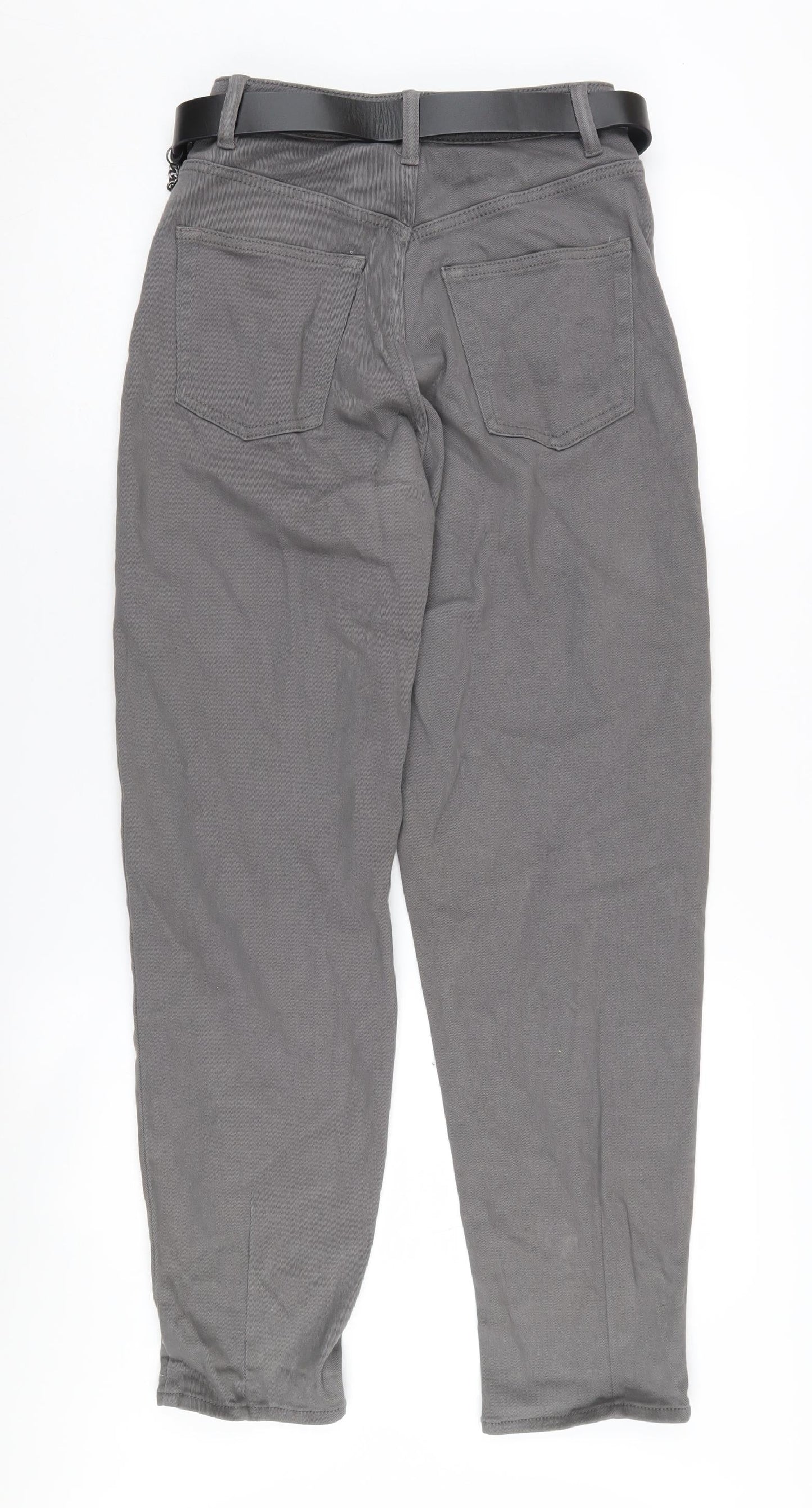 H&M Women's Grey Straight Jeans Size 6 with Belt