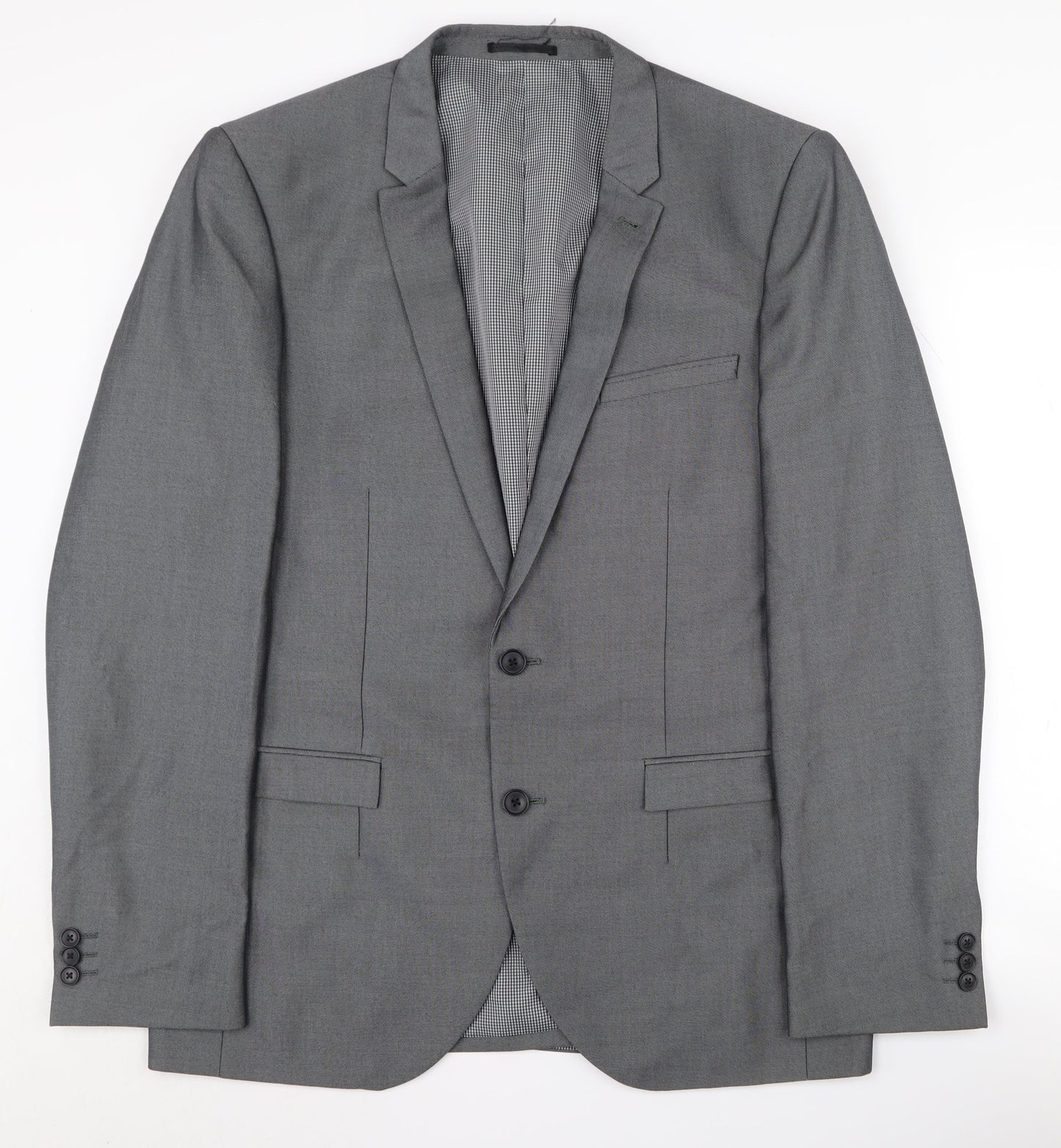 Next Men's Grey 42 Long Suit Jacket, Notch Lapel