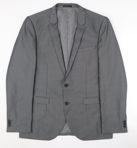Next Men's Grey 42 Long Suit Jacket, Notch Lapel