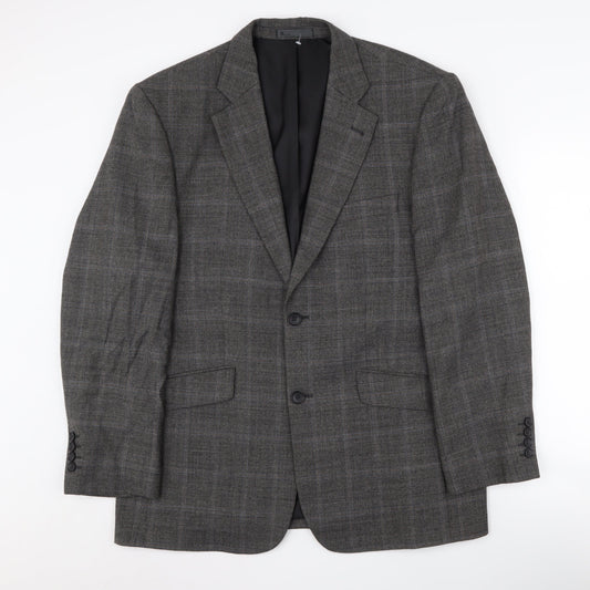 BHS Men's Grey Check Blazer 38-40 Wool Blend