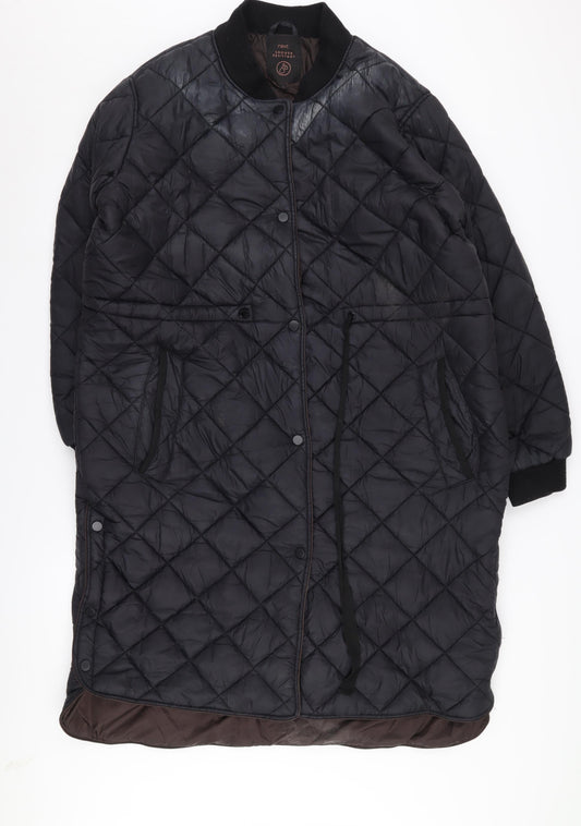 Next Women's Black Quilted Long Jacket Size 16