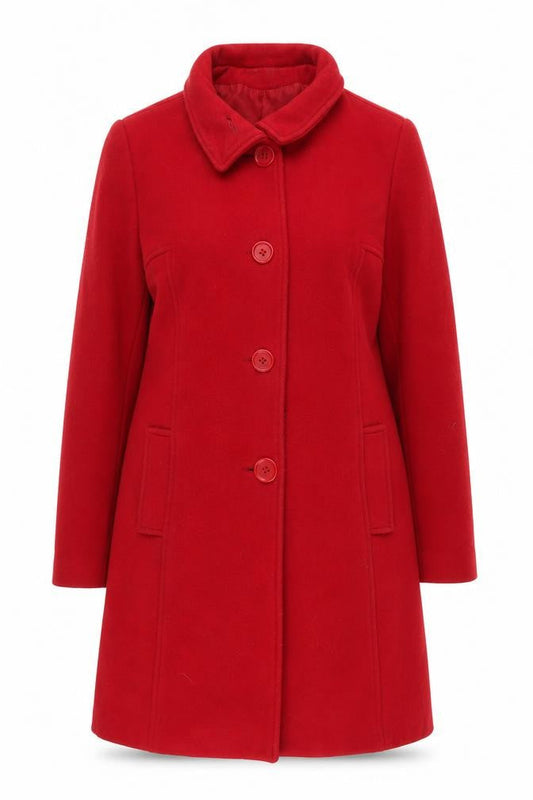 New Look Women's Red Wool Blend Overcoat Size 14