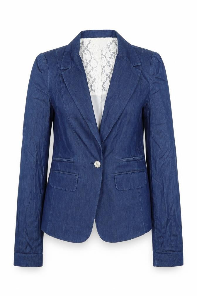 Koton Women's Blue Denim Blazer, Size 8, Casual Style