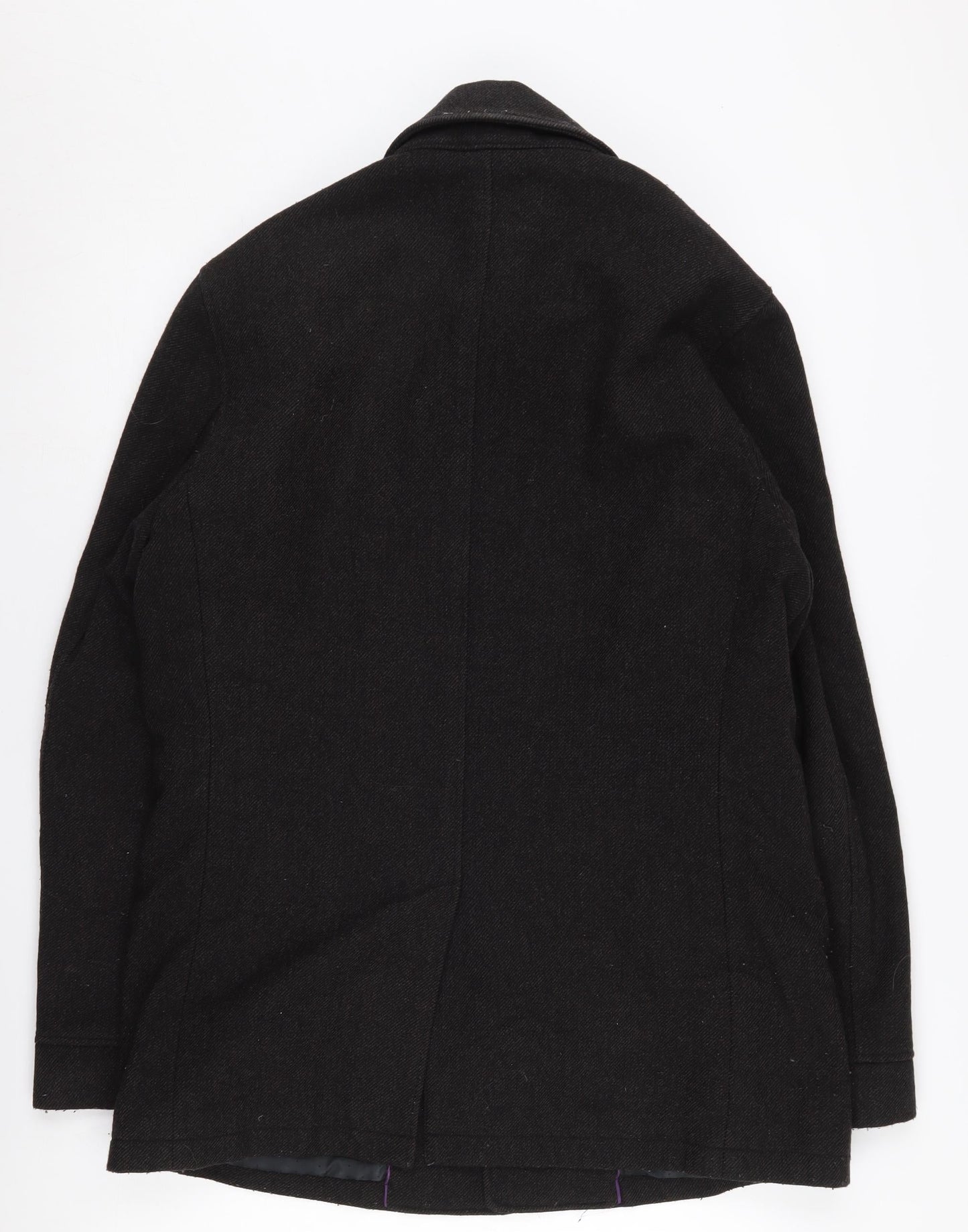 Next Men's Black Wool Blend Overcoat - Medium Stylish