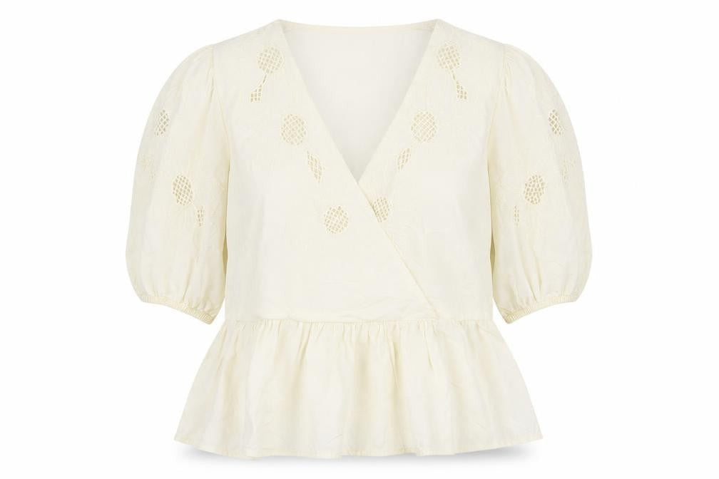 Marks & Spencer Ivory Wrap Blouse for Women, Size 14