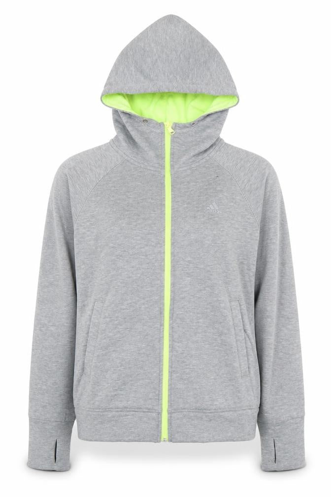 Adidas Women's Grey Full Zip Hoodie, Size S, Activewear