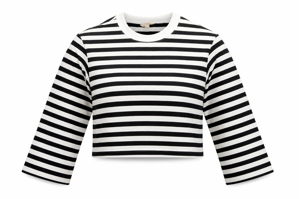 H&M Women's Striped Cropped Long Sleeve T-Shirt