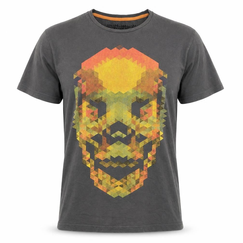 Bershka Men's Geometric Print T-Shirt, M Multicoloured