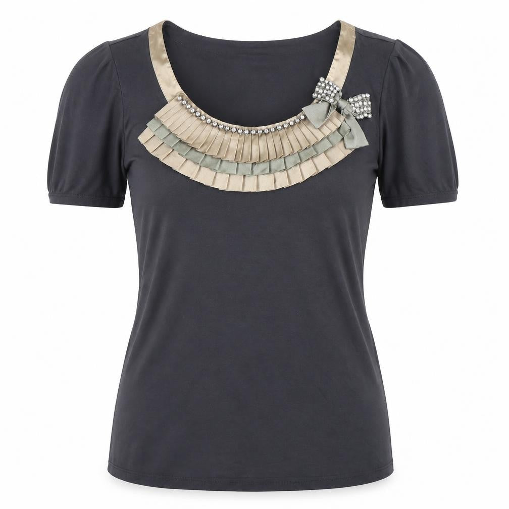 Per Una Women's Black Scoop Neck T-Shirt, Size 12