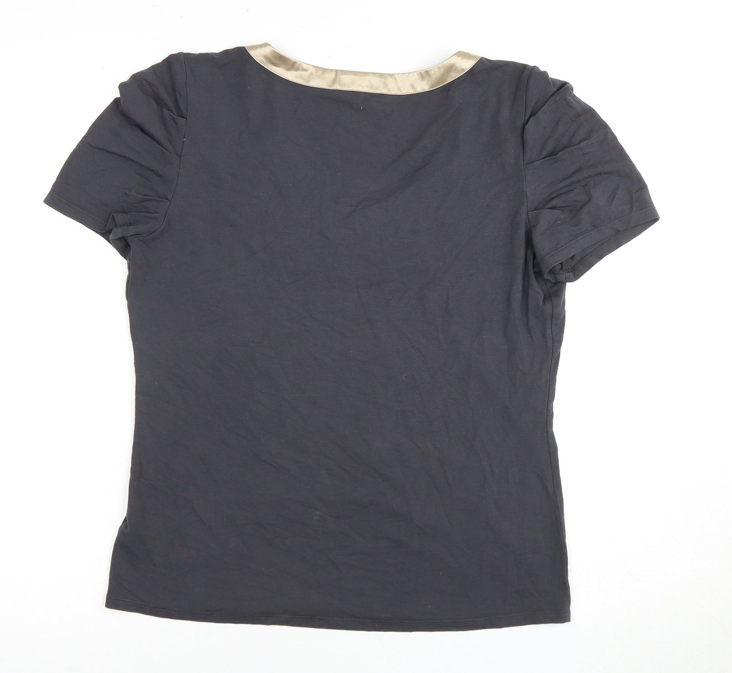 Per Una Women's Black Scoop Neck T-Shirt, Size 12