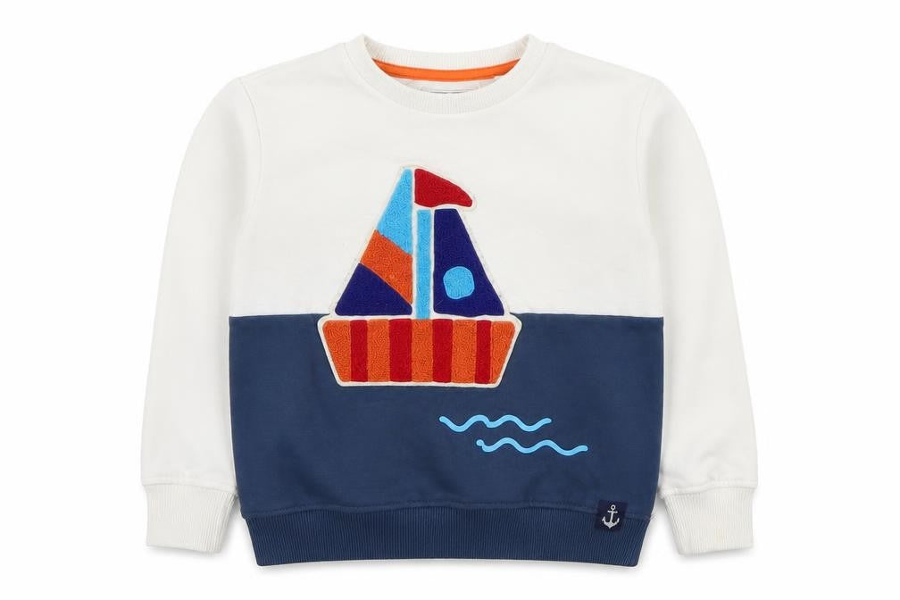 Next Boys Nautical Sweatshirt, White/Blue, 8-9 Years, Pullover