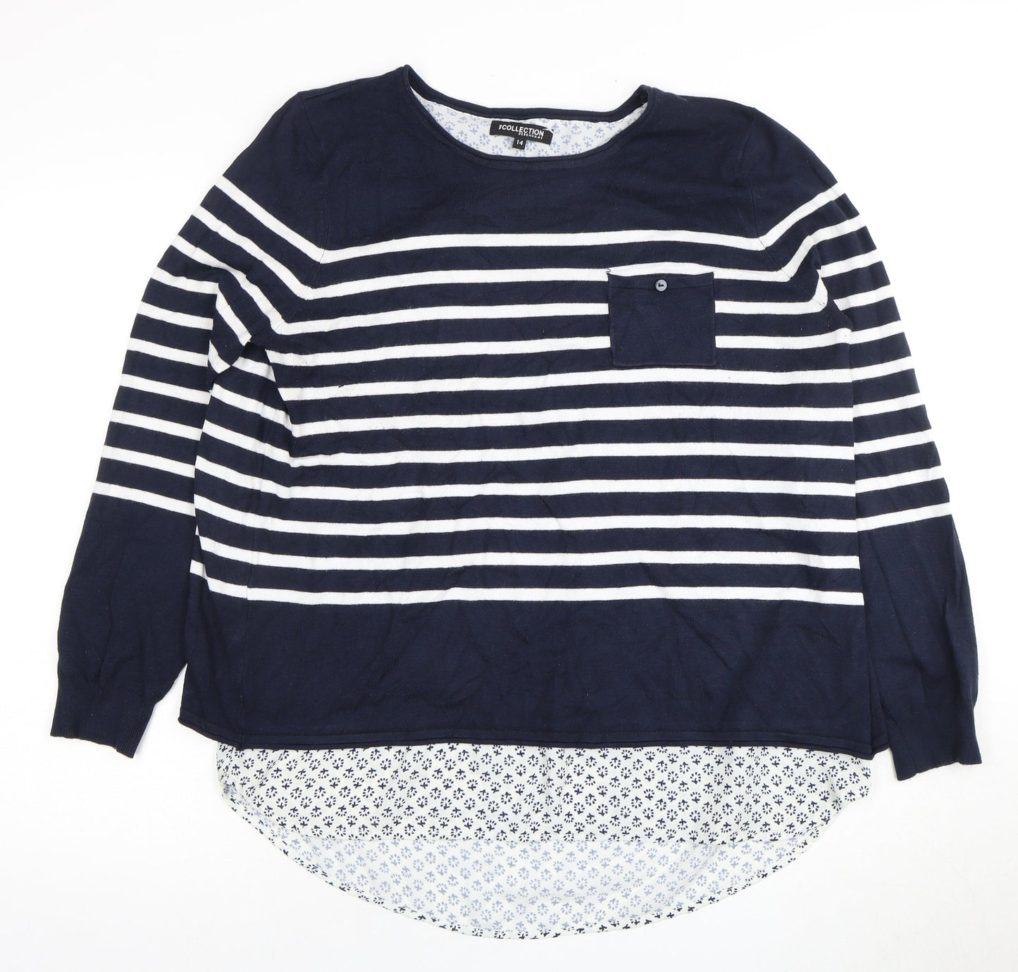Debenhams Women's Blue Striped Blouse, Size 14