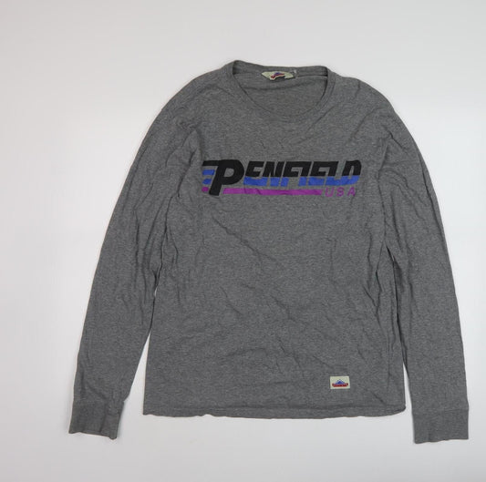 Penfield Men's Grey Graphic Print Long Sleeve T-Shirt