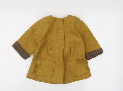 Additional front view of Zara girls’ brown wool basic coat, size 2-3, years